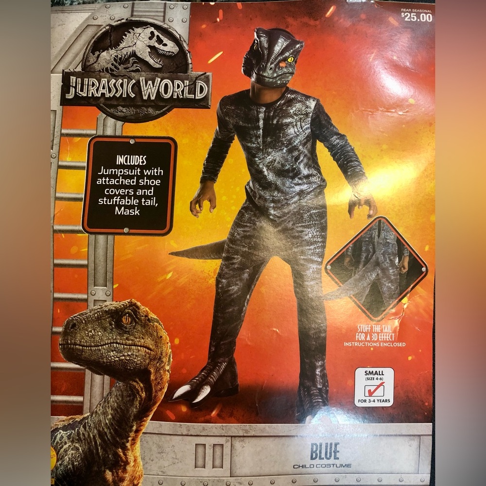 Jurassic park costume. Blue the dinosaur
